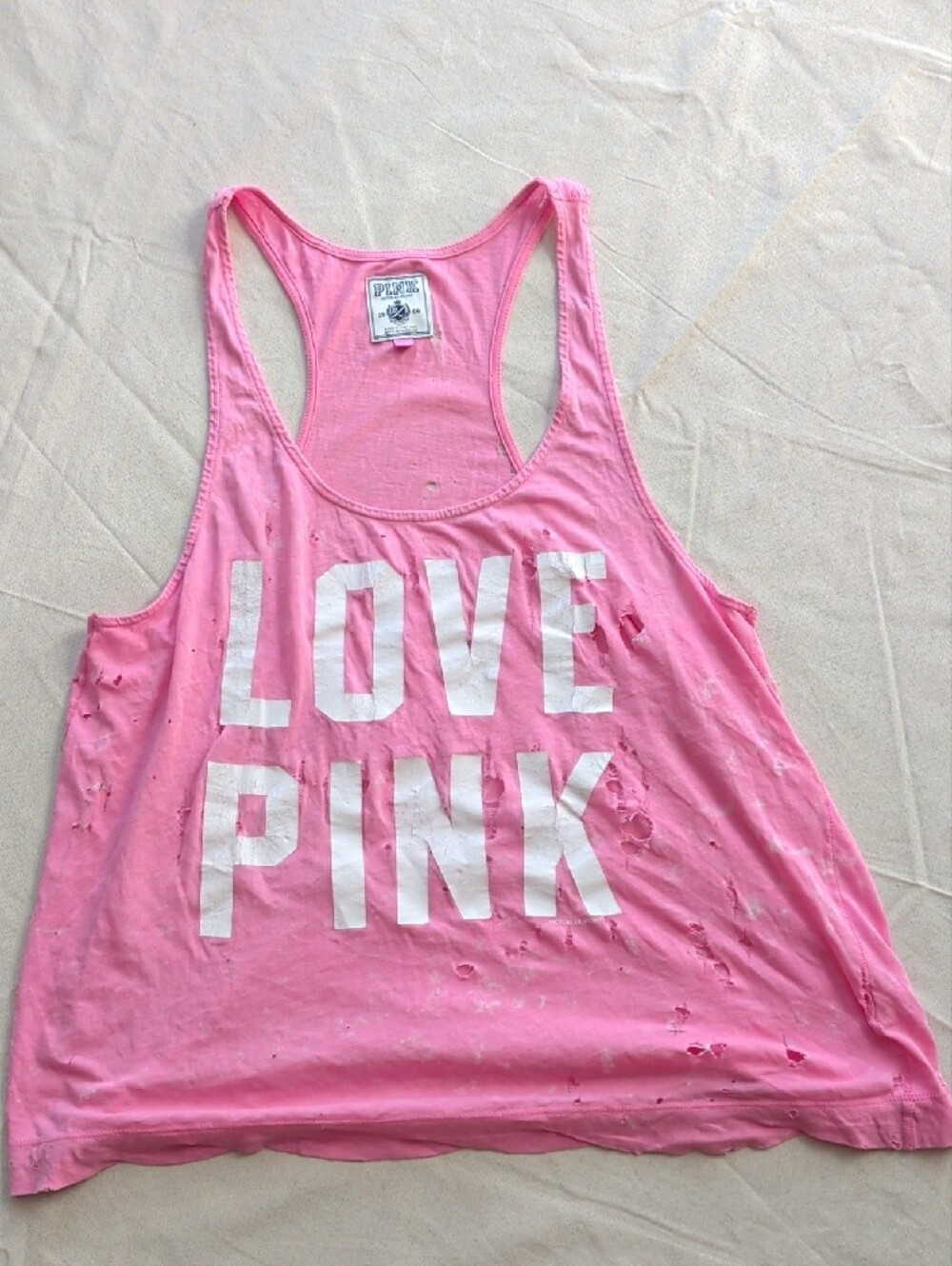 Victoria's Secret PINK Pink Tank Distressed Baggy Vintage Y2K
